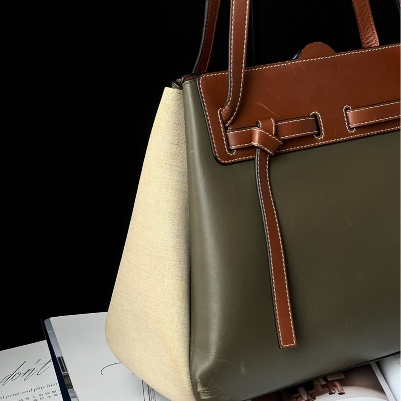 【罕有繩結包🪢低調有品味🤎全網獨有✨】Loewe 羅意威 深綠色牛皮拼帆布 單肩包|腋下包-2
