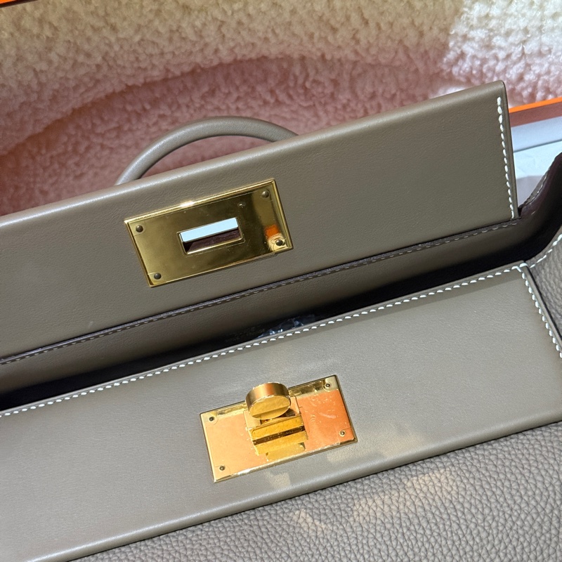 全新未使用Hermes 愛馬仕2424 29大象灰金扣-13