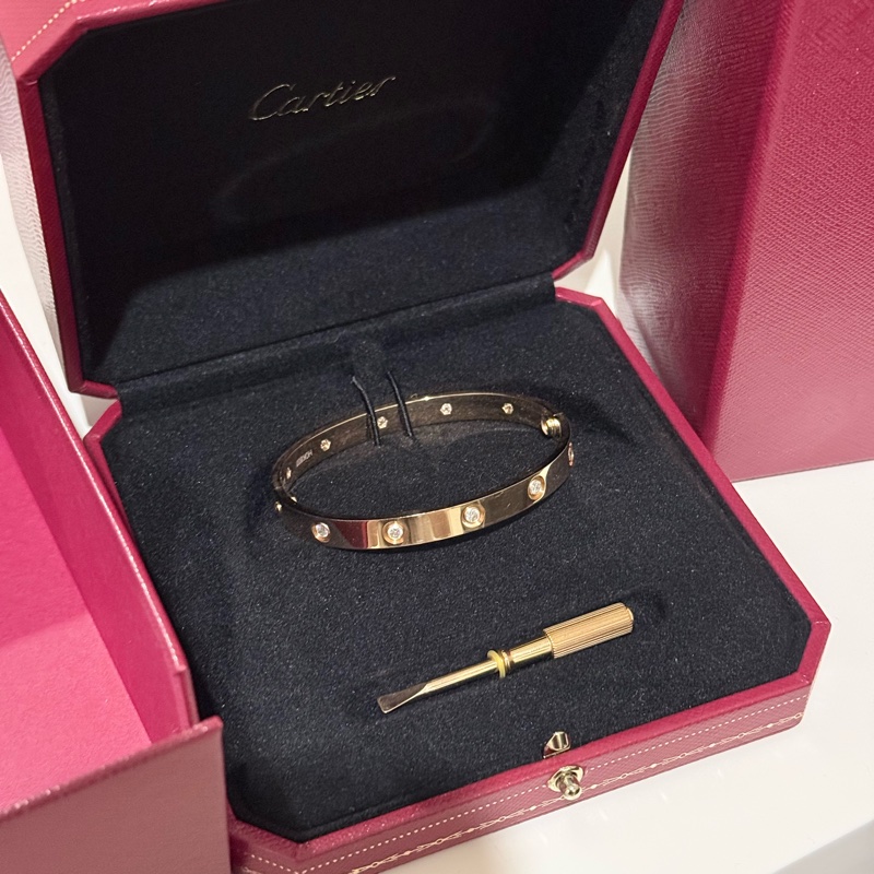 Cartier love 手環 十鑽 經典款 玫瑰金-0