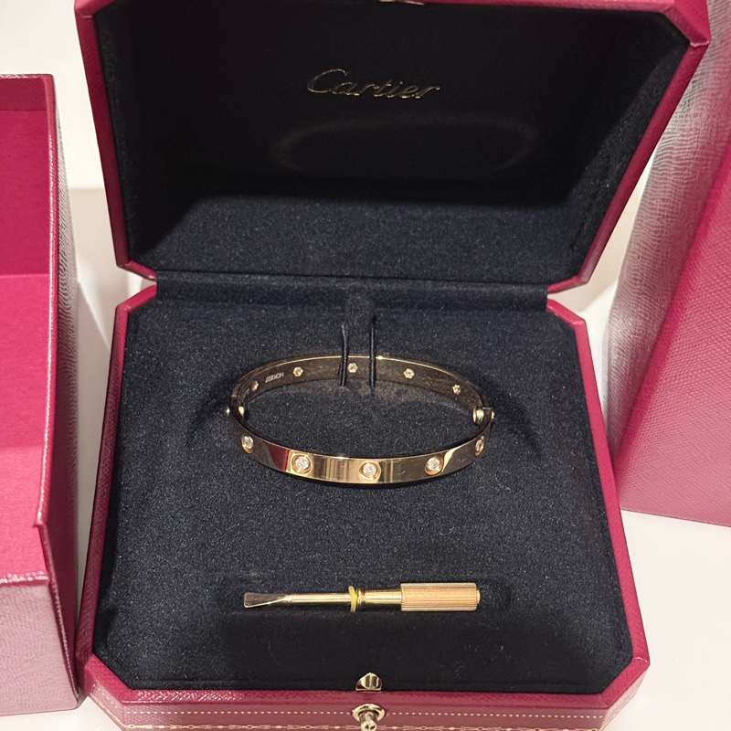 Cartier love 手環 十鑽 經典款 玫瑰金-8