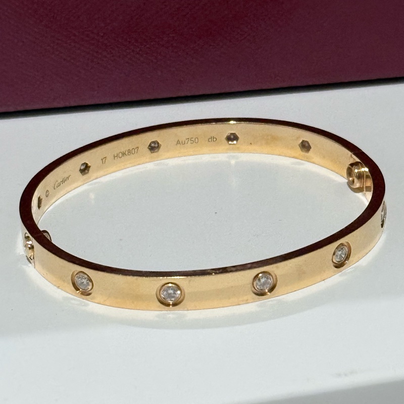 Cartier love 手環 十鑽 經典款 玫瑰金-10