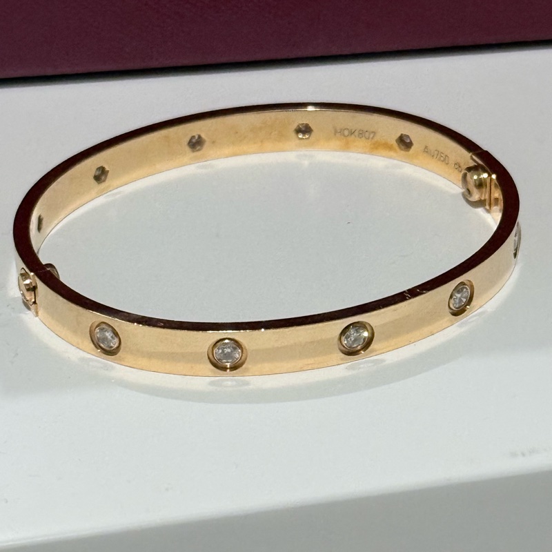 Cartier love 手環 十鑽 經典款 玫瑰金-11
