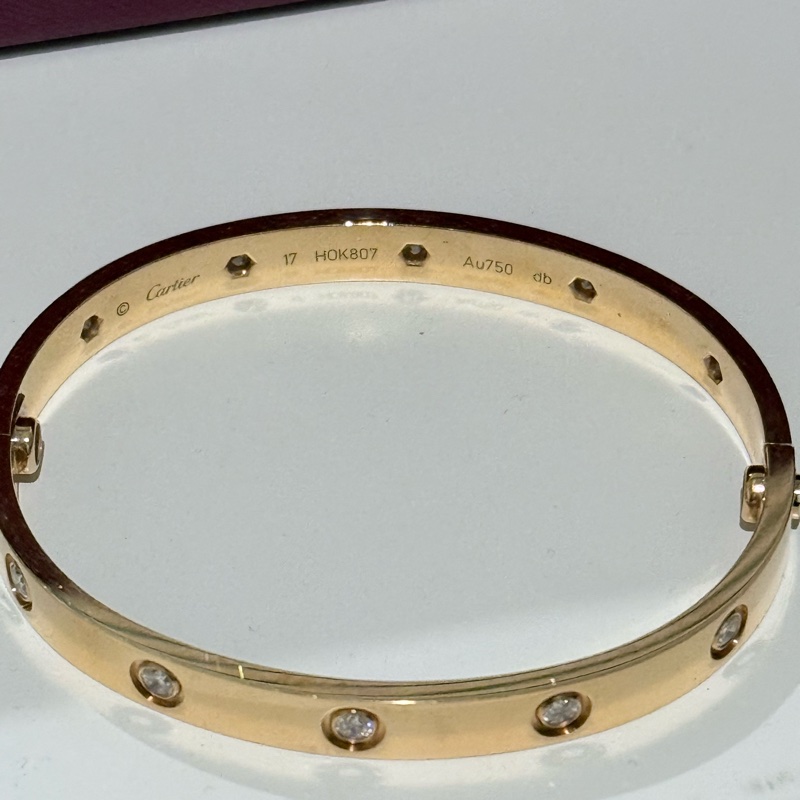 Cartier love 手環 十鑽 經典款 玫瑰金-13