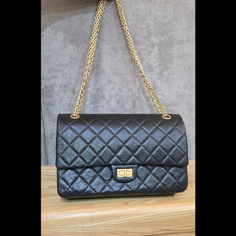chanel 2.55 大型口蓋包 晶片版 28cm 金扣 芯片版 香奈兒經典口蓋包 A37587 金鏈 flapbag