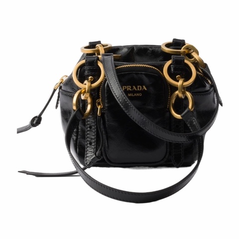 Prada 女士 Dangle皮革迷你手提包均碼碼MINI、14.5cm*13.5cm*14cm