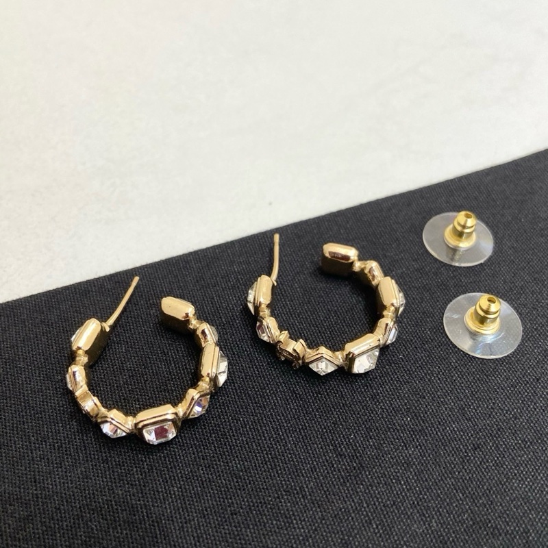 Chanel耳環香奈兒耳環淡金色鑲鑽耳環  99新-2