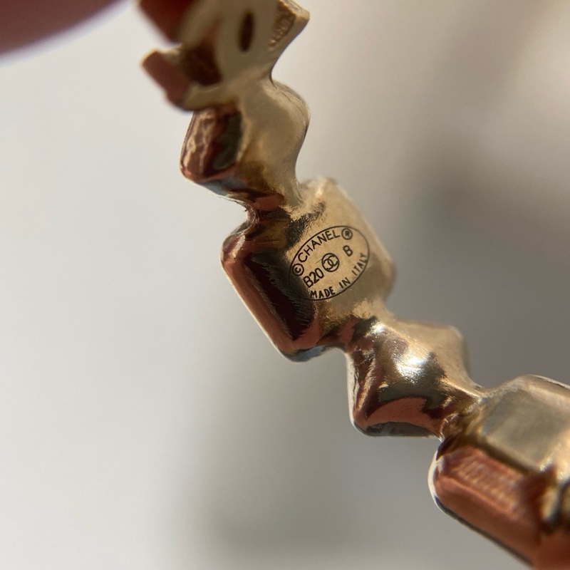 Chanel耳環香奈兒耳環淡金色鑲鑽耳環  99新-4