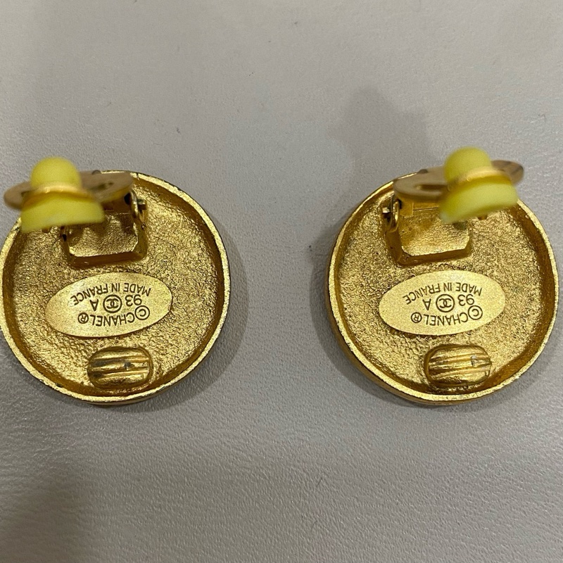 CHANEL香奈兒耳環Cocomar VINTAGE 耳環 立體雙C 金色 93A復古耳夾-3