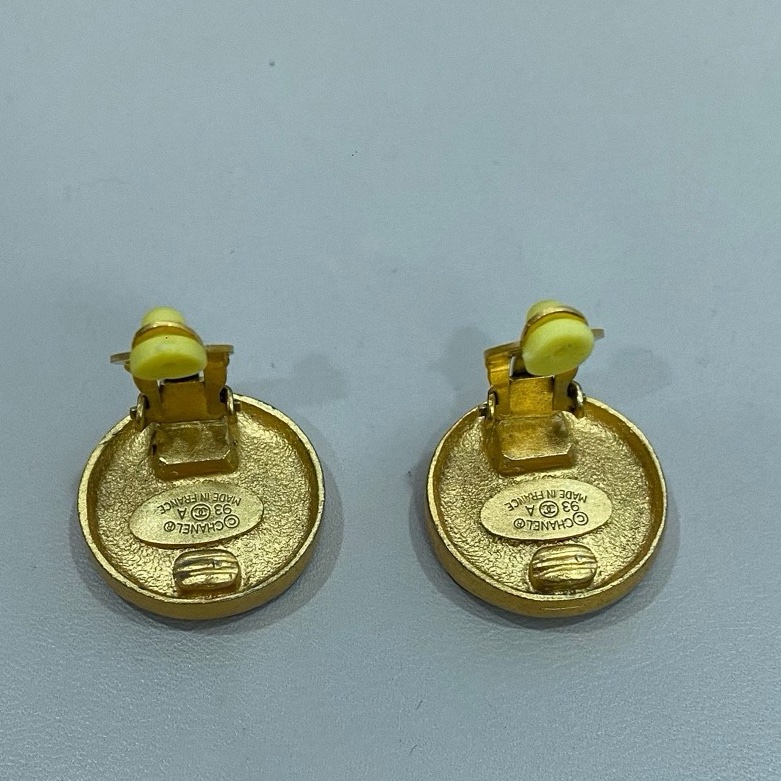 CHANEL香奈兒耳環Cocomar VINTAGE 耳環 立體雙C 金色 93A復古耳夾-4