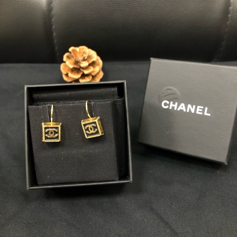香奈兒/Chanel耳環 方塊雙C耳環 中古款 孤品-0