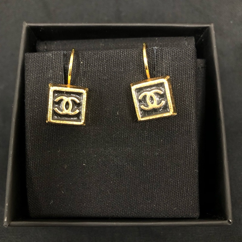 香奈兒/Chanel耳環 方塊雙C耳環 中古款 孤品-1