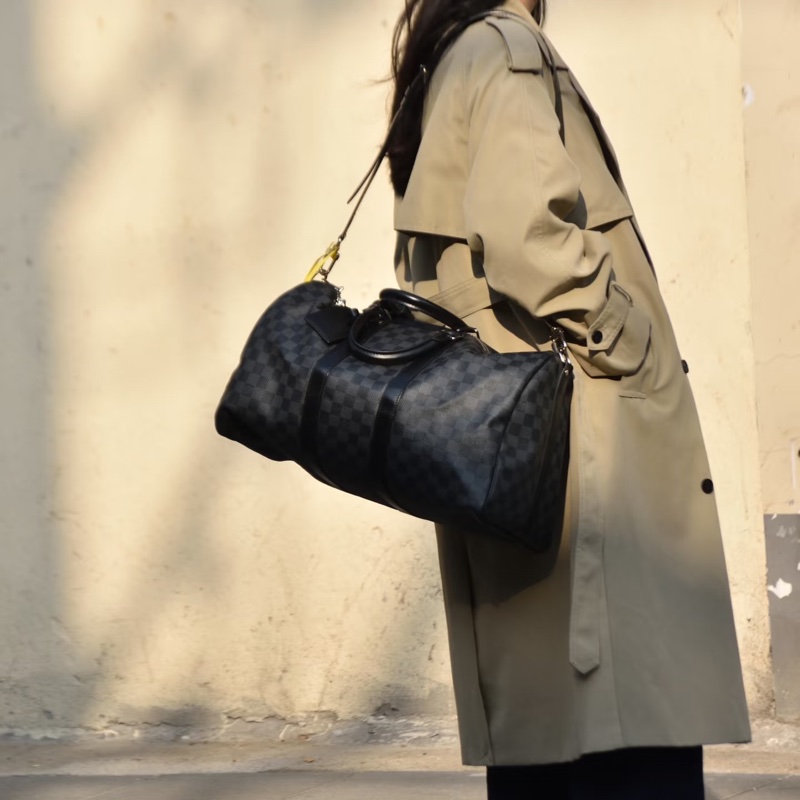 《仙闆名牌精品》LV N41418 Keepall Bandoulière 45 Damier 黑棋盤格 登機袋 旅行袋-4