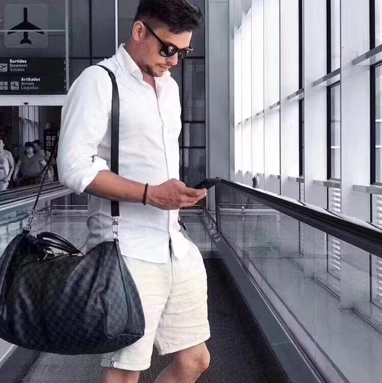 《仙闆名牌精品》LV N41418 Keepall Bandoulière 45 Damier 黑棋盤格 登機袋 旅行袋-8