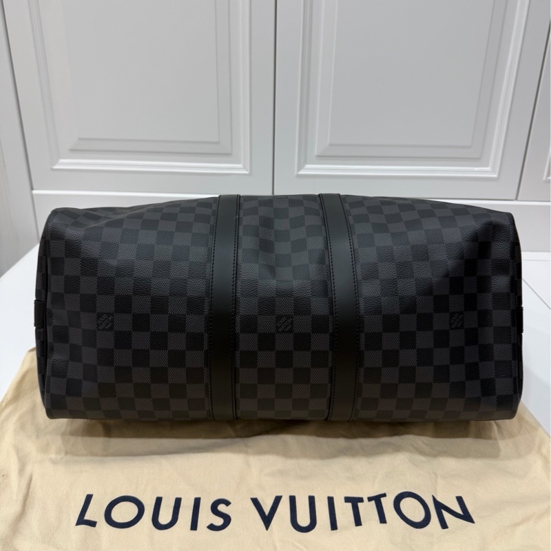 《仙闆名牌精品》LV N41418 Keepall Bandoulière 45 Damier 黑棋盤格 登機袋 旅行袋-10