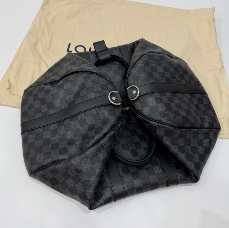 《仙闆名牌精品》LV N41418 Keepall Bandoulière 45 Damier 黑棋盤格 登機袋 旅行袋-11