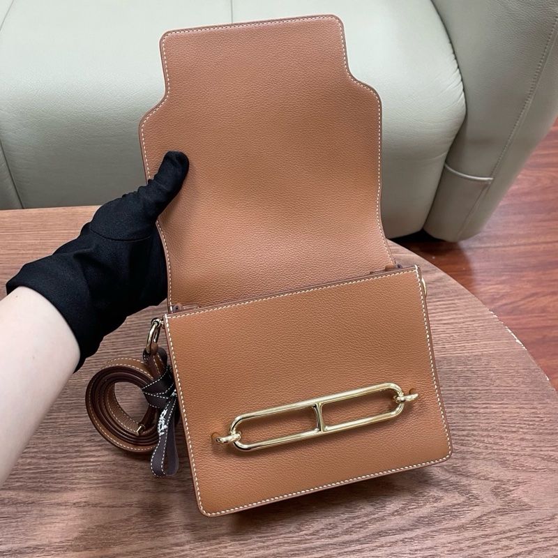 🌈Hermes🧡金棕金扣🧡98新🌈Evercolor皮🌟miniroulis🌟roulis19🌟roulis🌟豬鼻子🌟愛馬仕🌟-1
