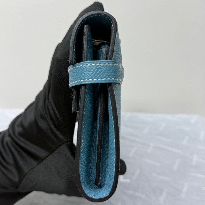 🌈Hermes🩵Kelly Wallet長銀包🩵牛仔藍銀扣🩵99.5新閑置🌈Epsom皮🌟Stamp R🌟有貼膜🩵kellywallet🌟hermes wallet🌟kelly🌟愛馬仕🌟-3