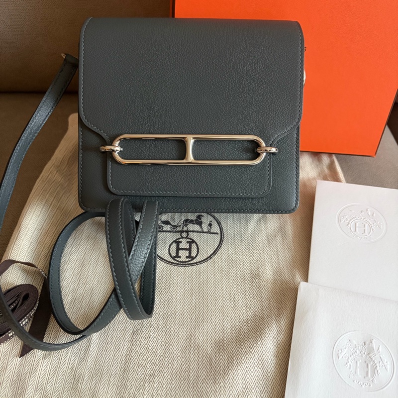 近新品 愛馬仕mini Roulis 19豬鼻子H0 霧霾灰-5
