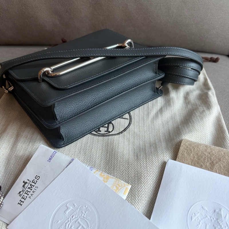 近新品 愛馬仕mini Roulis 19豬鼻子H0 霧霾灰-7