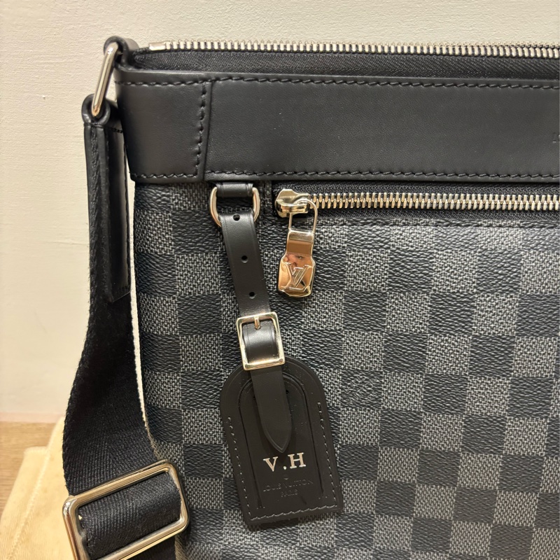 LV包包MICK PM黑棋盤格拉鏈斜背包N40003-1