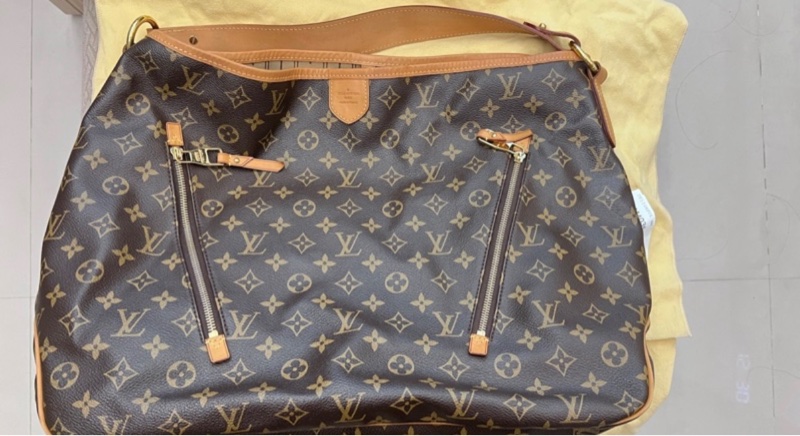 LV Delightful GM 大號 老花 棕色 金扣 托特-6