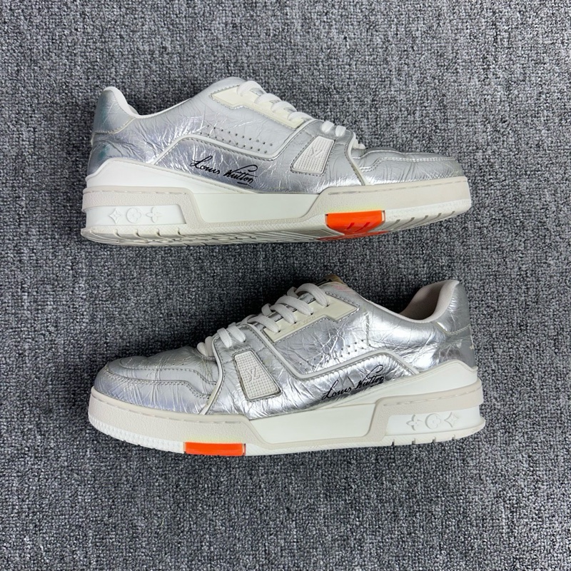Louis Vuitton 路易威登 LV Trainer 銀橙錫紙板鞋 金屬 休閒鞋40碼-1