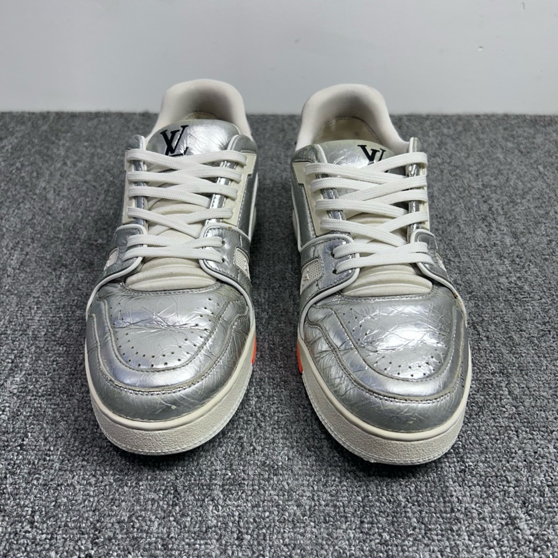 Louis Vuitton 路易威登 LV Trainer 銀橙錫紙板鞋 金屬 休閒鞋40碼-3
