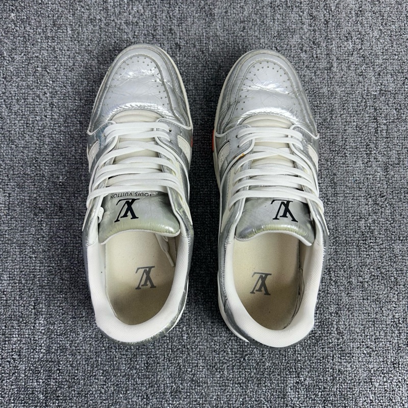 Louis Vuitton 路易威登 LV Trainer 銀橙錫紙板鞋 金屬 休閒鞋40碼-4