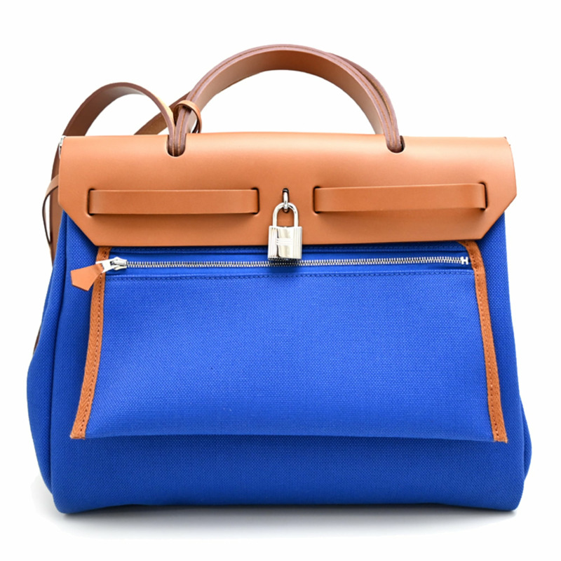 愛馬仕 Herbag Zip PM,U 印記,2022 年款,附小袋,女士手提包,Toile Blue 印花。-1