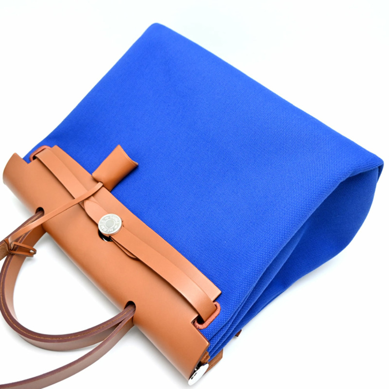 愛馬仕 Herbag Zip PM,U 印記,2022 年款,附小袋,女士手提包,Toile Blue 印花。-2
