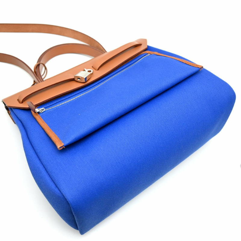 愛馬仕 Herbag Zip PM,U 印記,2022 年款,附小袋,女士手提包,Toile Blue 印花。-3