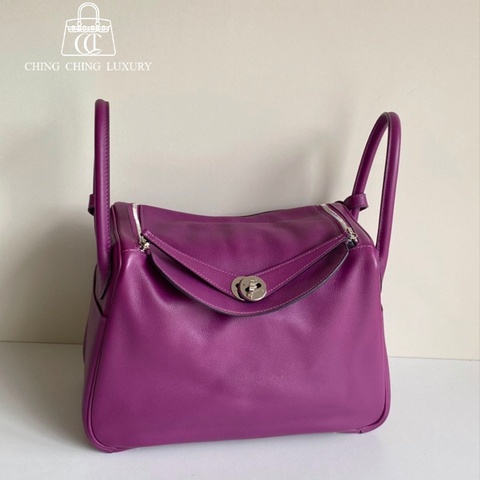 🌈Hermes💜Lindy 30💜P9海葵紫銀扣🌈98.5新🌟Evercolor皮🌟Stamp D🌟