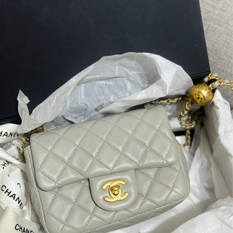 Chanel 17金球灰 金球方胖
