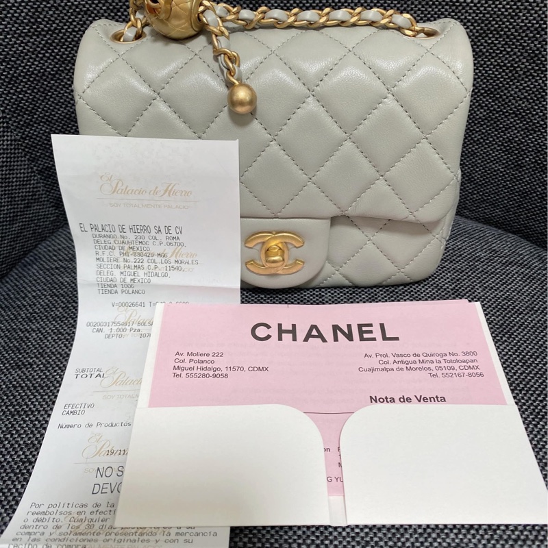 Chanel 17金球灰 金球方胖-8