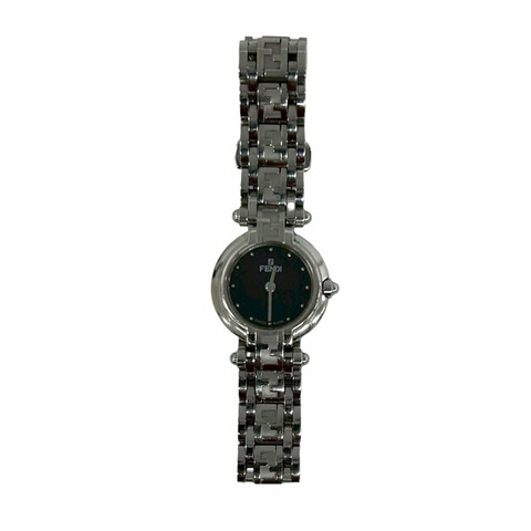 FENDI Orologi 750L FF Logo 不銹鋼石英錶，銀色/黑色，L2161