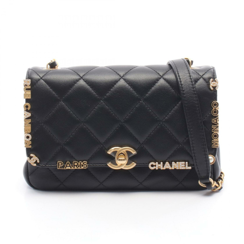 香奈兒 (CHANEL) 絎縫迷你翻蓋鏈條肩背斜背包 AS3731 皮革 金色五金 二手-0