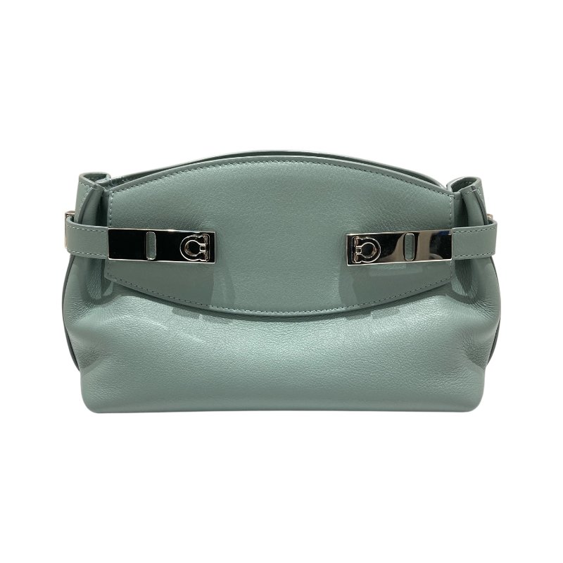 FERRAGAMO 菲拉格慕 21 5974/002 HUG POUCH BAG 斜背包 皮革 藍綠色 銀釦-1