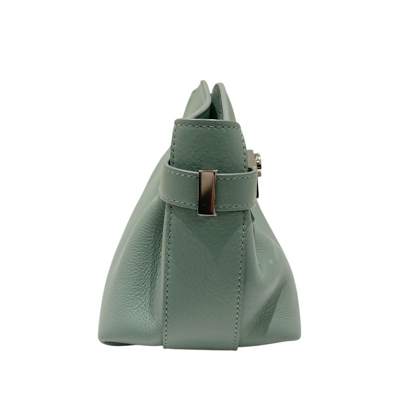 FERRAGAMO 菲拉格慕 21 5974/002 HUG POUCH BAG 斜背包 皮革 藍綠色 銀釦-4