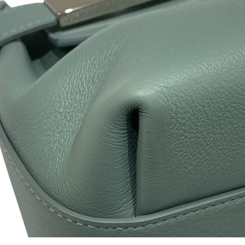 FERRAGAMO 菲拉格慕 21 5974/002 HUG POUCH BAG 斜背包 皮革 藍綠色 銀釦-7
