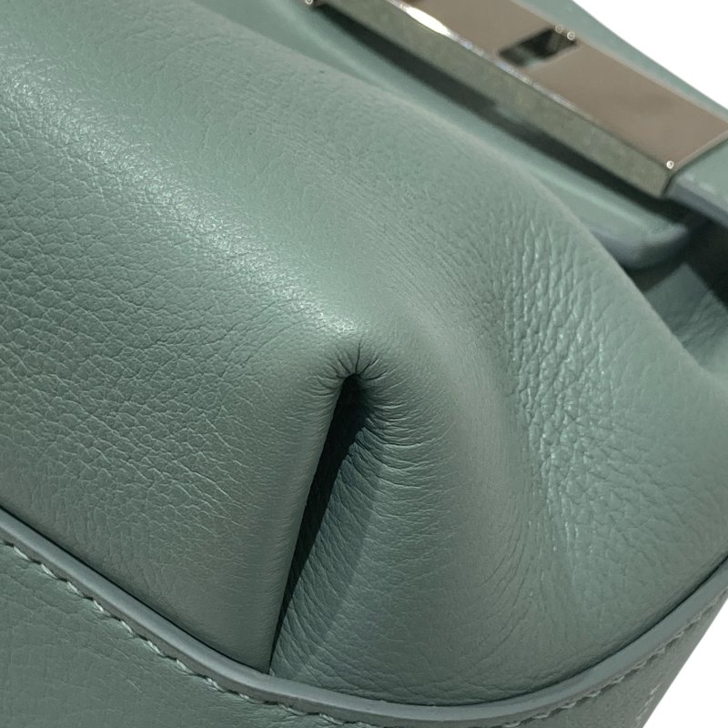 FERRAGAMO 菲拉格慕 21 5974/002 HUG POUCH BAG 斜背包 皮革 藍綠色 銀釦-8