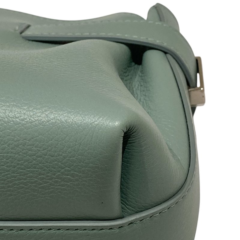 FERRAGAMO 菲拉格慕 21 5974/002 HUG POUCH BAG 斜背包 皮革 藍綠色 銀釦-10
