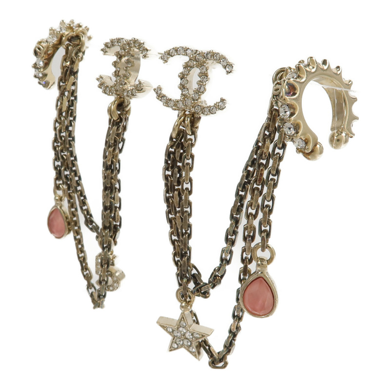 CHANEL 金屬Crystal Star 5 Drop CC Earrings耳環-1