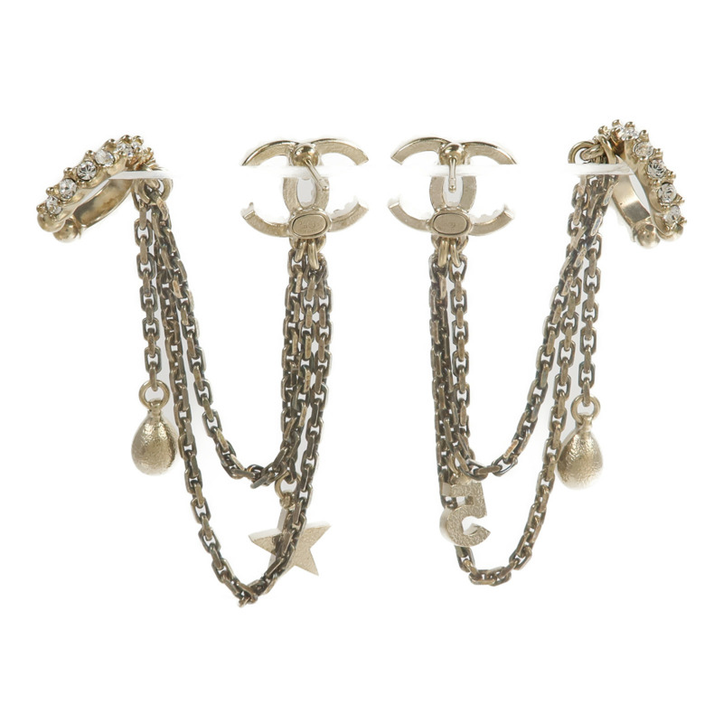 CHANEL 金屬Crystal Star 5 Drop CC Earrings耳環-2