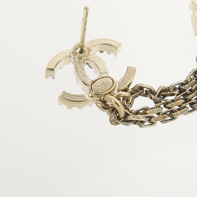 CHANEL 金屬Crystal Star 5 Drop CC Earrings耳環-5