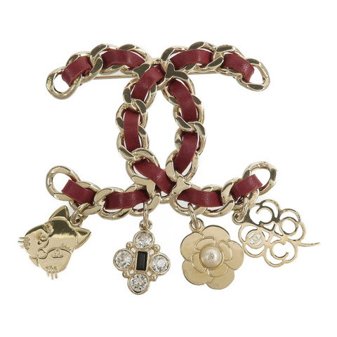CHANEL 金屬/皮革Brooch胸針