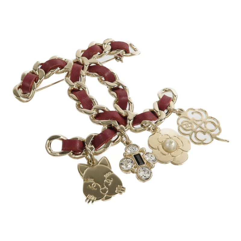 CHANEL 金屬/皮革Brooch胸針-3