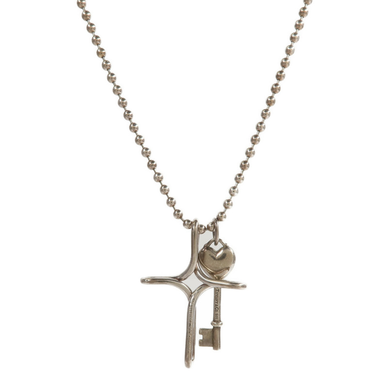 TIFFANY&CO 925純銀Infinity Cross & Key Necklace項鍊-1