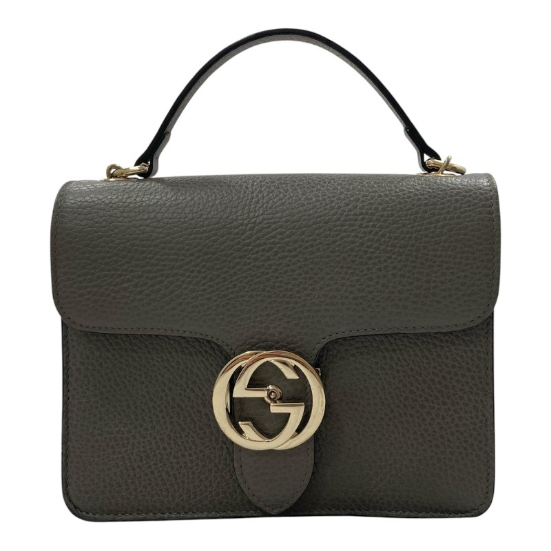 GUCCI 古馳 側背包 510304 牛皮 灰 金釦-0