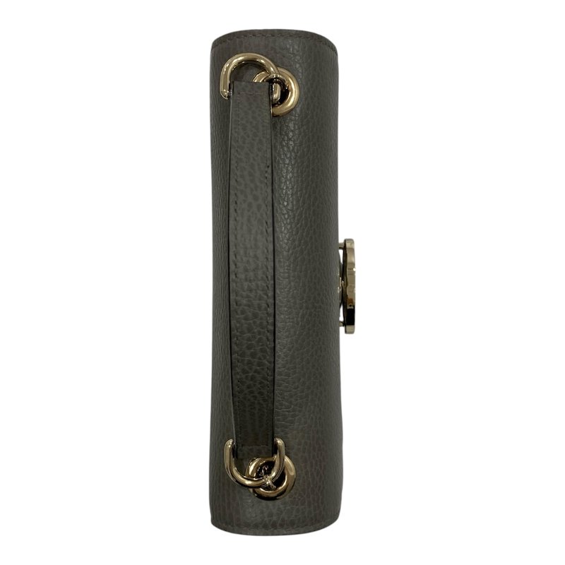 GUCCI 古馳 側背包 510304 牛皮 灰 金釦-4