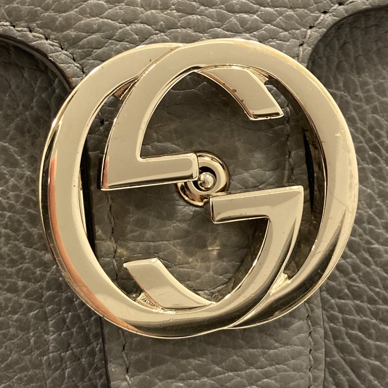 GUCCI 古馳 側背包 510304 牛皮 灰 金釦-8